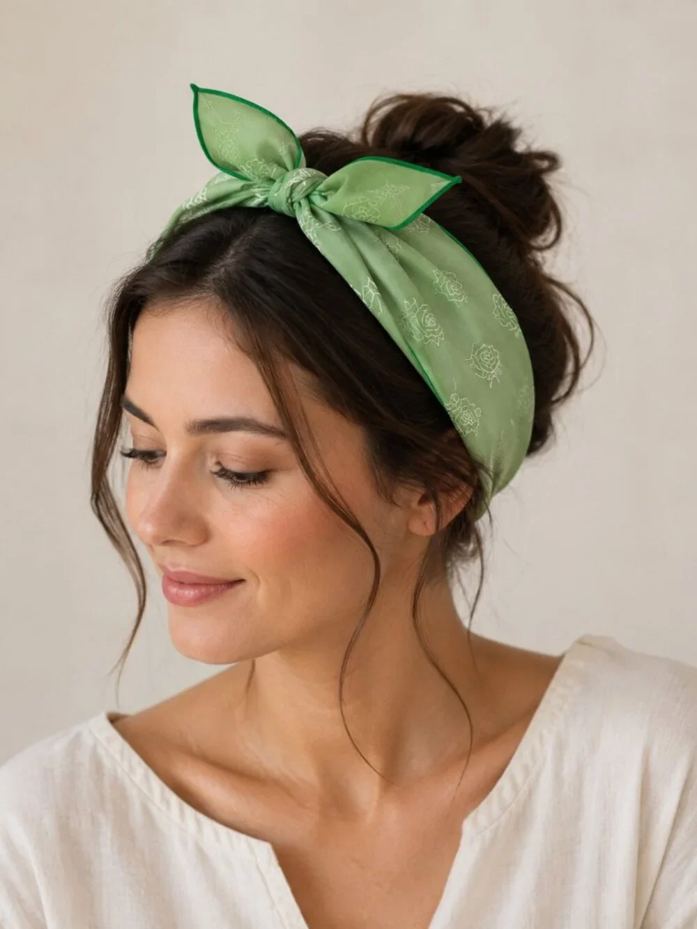 Head Wrap Neck Head Scarf Vintage Women's Green 22